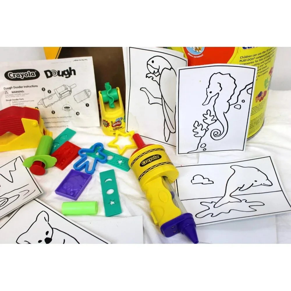 Large Play-Doh Canister 50+ Pcs Crayola Dough Doodler Cutters Molds cans